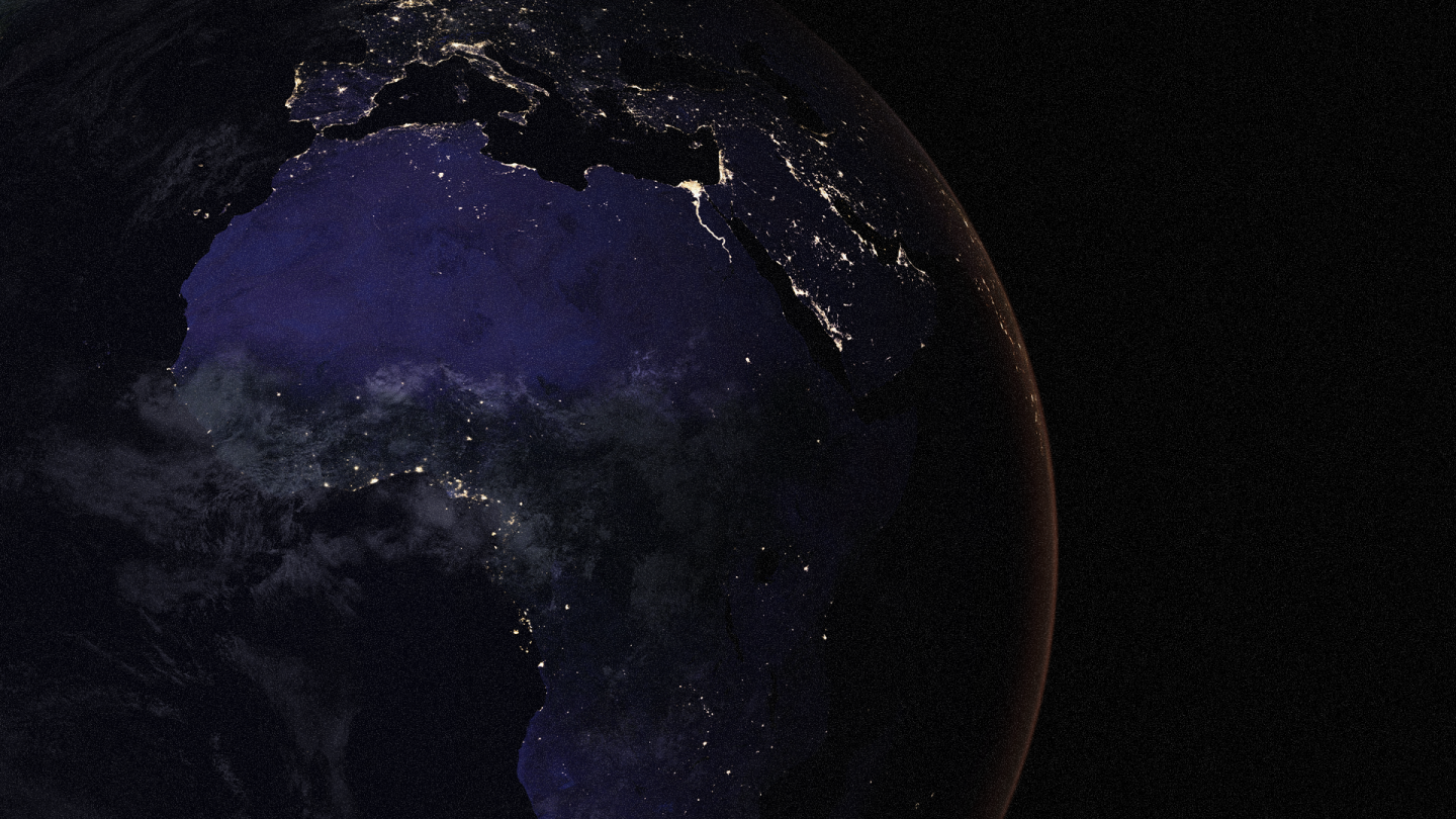 Nasa image of the earth at night, focused on Africa