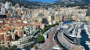 An aerial view of the Grand Prix stands set up in Monaco