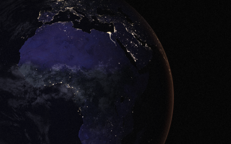 Nasa image of the earth at night, focused on Africa