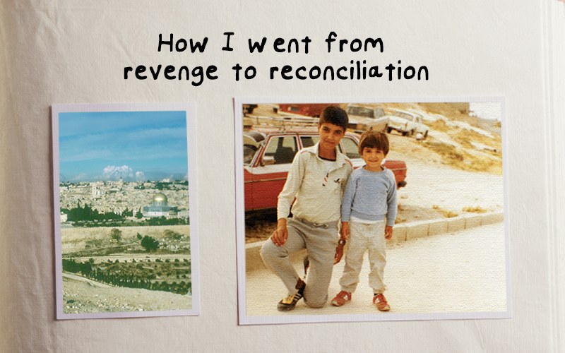 Two scrapbook photos with the writing "How I went from revenge to reconciliation" 