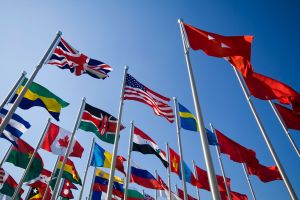 National flags outside the United Nations