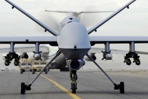 MQ-9 Reaper taxis down a runway