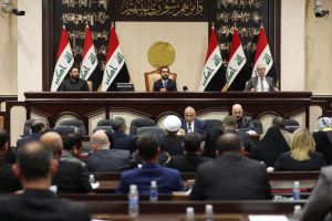 Members of the Iraqi parliament are seen at the parliament in Baghdad