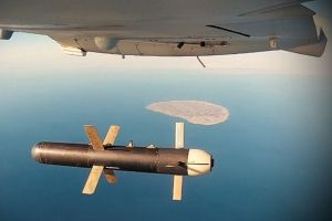 An Iranian Shahed 171 drone dropping a bomb as part of a military exercise in the Gulf, in Iran, in this undated handout photo.
