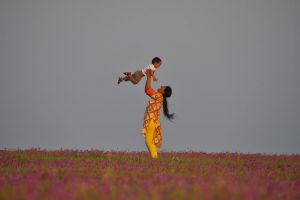 Woman and child, India.