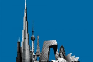 On Global Cities cover image, including recognizable buildings and landmarks from global cities.