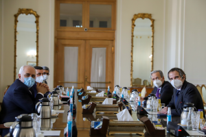 Iran's Foreign Minister Mohammad Javad Zarif meets with International Atomic Energy Agency (IAEA) Director General Rafael Grossi in Tehran, Iran February 21, 2021.