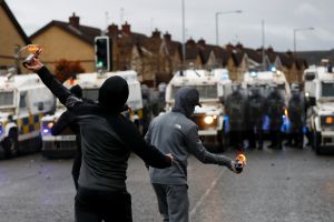 Protestors throw bottles at police in Northern Ireland