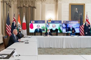 President Joe Biden meets with the leaders of Japan, India, and Australia