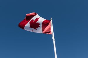 The Canadian and American flags