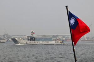 Taiwan ship and flag