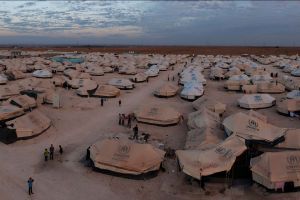 Tents in a refugee camp in Za'atari, Jordan