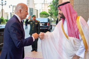 President Joe Biden fist bumps Saudi Arabia's Crown Prince