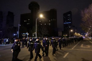 Police at a protest in Beijing. November 2022