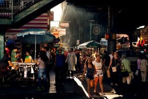 Busy New York streets.