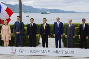 G7 leaders stand in a line