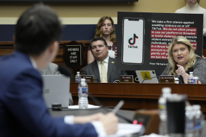 Rep. Kat Cammack, questions TikTok CEO Shou Zi Chew during a hearing of the House Energy and Commerce Committee.