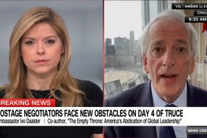 Screen shot of Ivo Daalder (right) on CNN with Kate Bolduan.