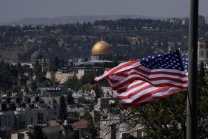 American flag flies over Jerusalem