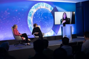 Cecile Shea, Denise Dresser, and Lila Abed on stage at the Council