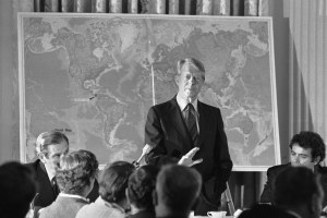  President Jimmy Carter meets with civic leaders from Georgia and Florida at the White House in Washington to explain his new Panama Canal treaty