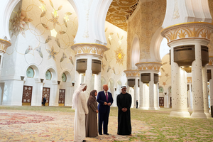 President Donald Trump and UAE President Mohammed bin Zayed Al Nahyan (right) tour the Sheikh Zayed Grand Mosque in Abu Dhabi, UAE on May 15, 2025.
