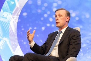 Sullivan speaks on the Council's stage.