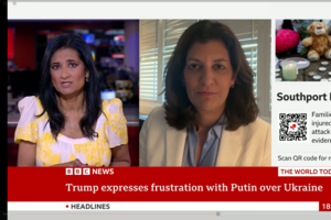 Leslie Vinjamuri is interviewed on BBC