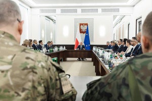 olish Prime Minister Donald Tusk holds a government meeting following violations of Polish airspace during a Russian attack
