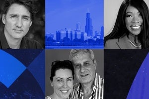 The Right Honourable Justin Trudeau, former prime minister of Canada; Tanya and Michael Polsky; and Regina Cross, Council Emerging Leaders alumna