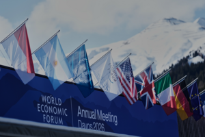 Flags decorate the Congress Center where the Annual Meeting of the World Economy Forum take place in Davos, Switzerland, Monday, Jan. 19, 2026. 