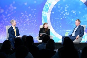 Paul Poast, Kay Bradley, and Andrés Martinez on the Council stage