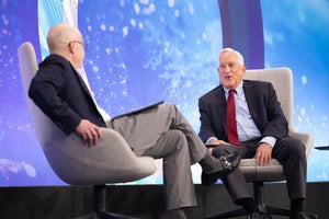 Walter Isaacson speaking on the Council's stage