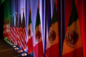 Canadian, American, and Mexican flags