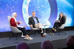 Speakers on the Council's stage.