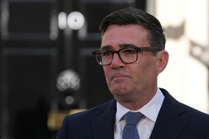 Britain's new Prime Minister Andy Burnham arrives at 10 Downing Street in London, Monday, July 20, 2026.