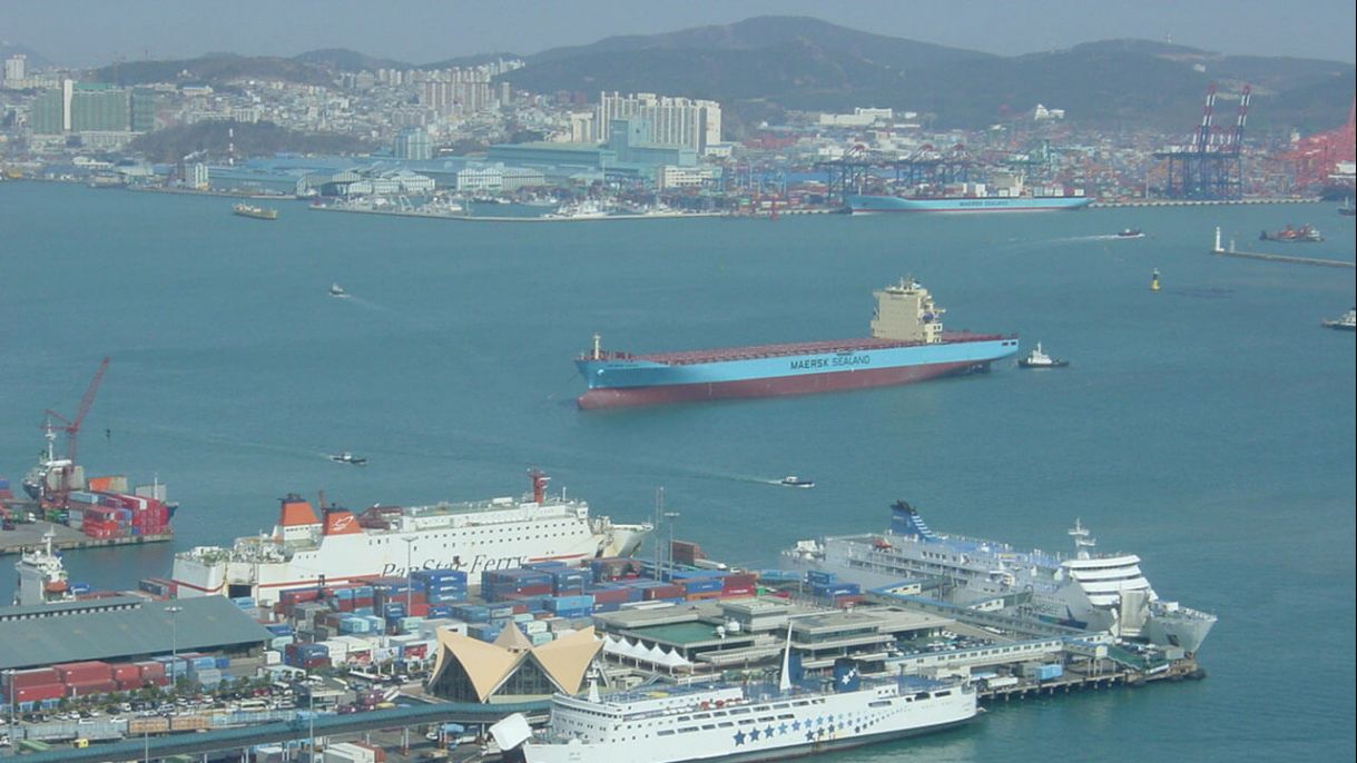 View of the Port of Busan from Busan Tower, South Korea