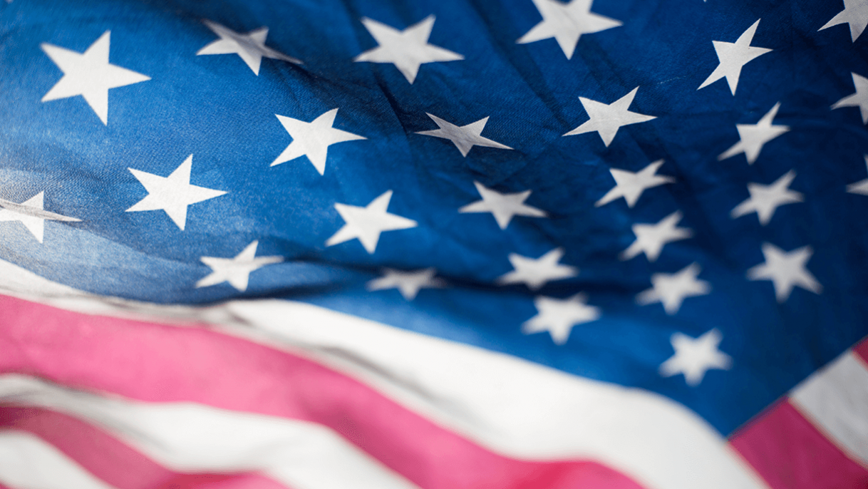 A close-up image of the American flag