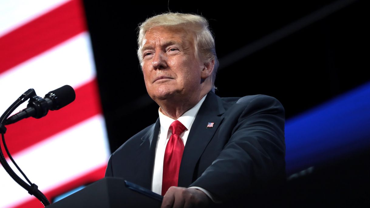 US President Donald Trump speaking in Phoenix, Arizona.