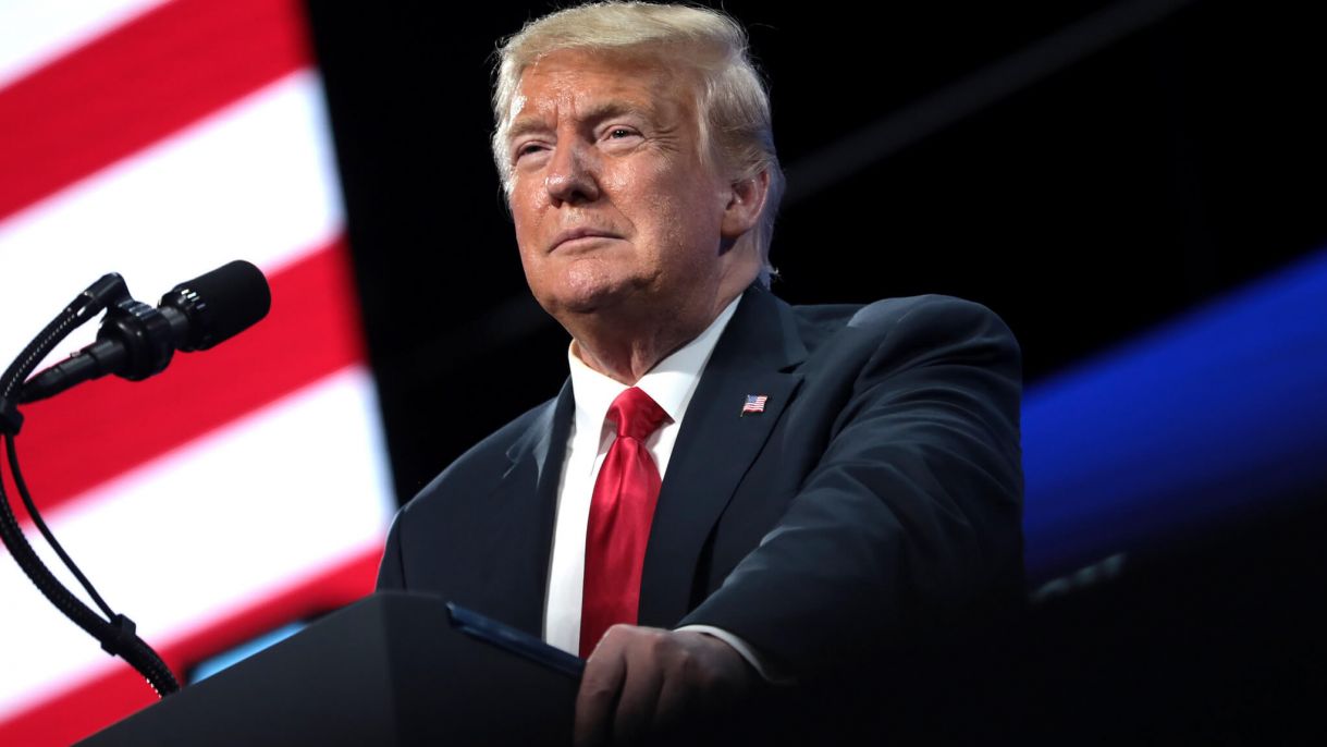 US President Donald Trump speaking in Phoenix, Arizona.