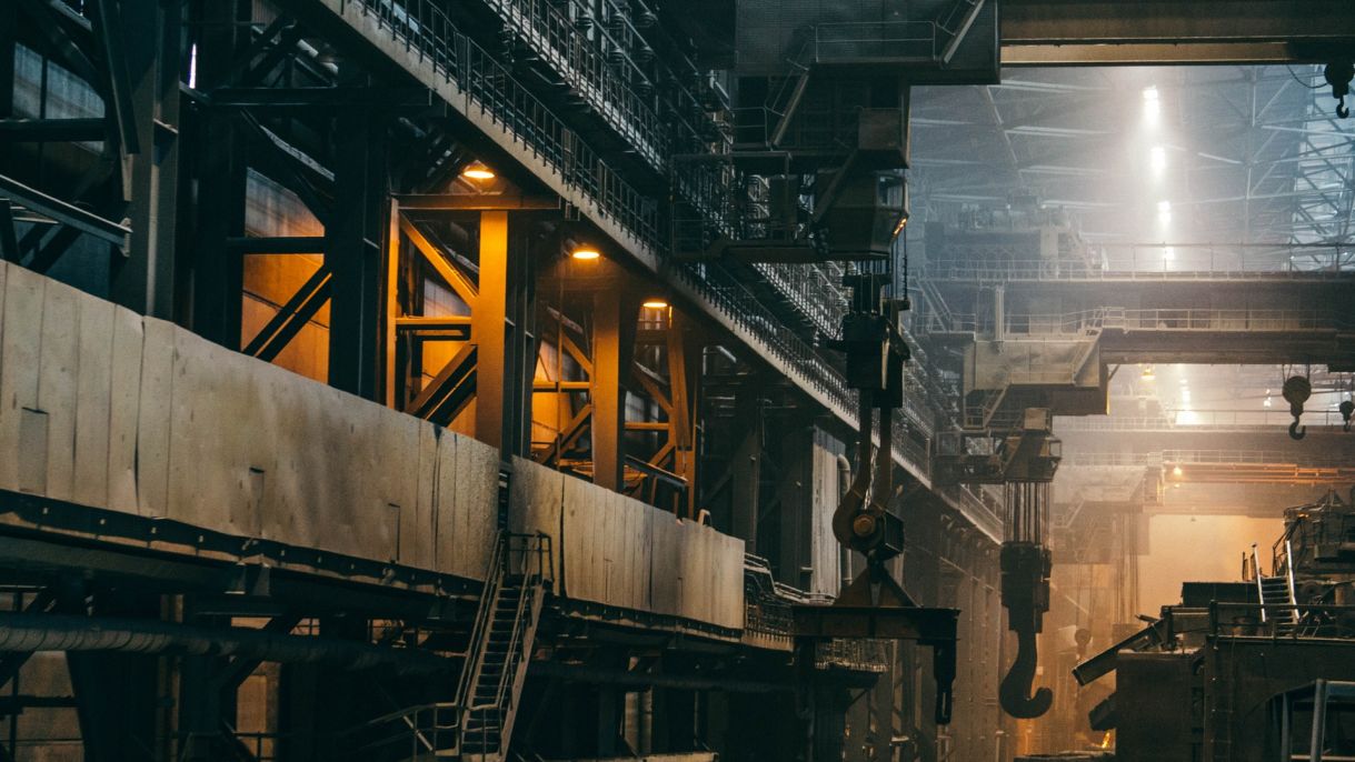 View of the interior of an industrial factory