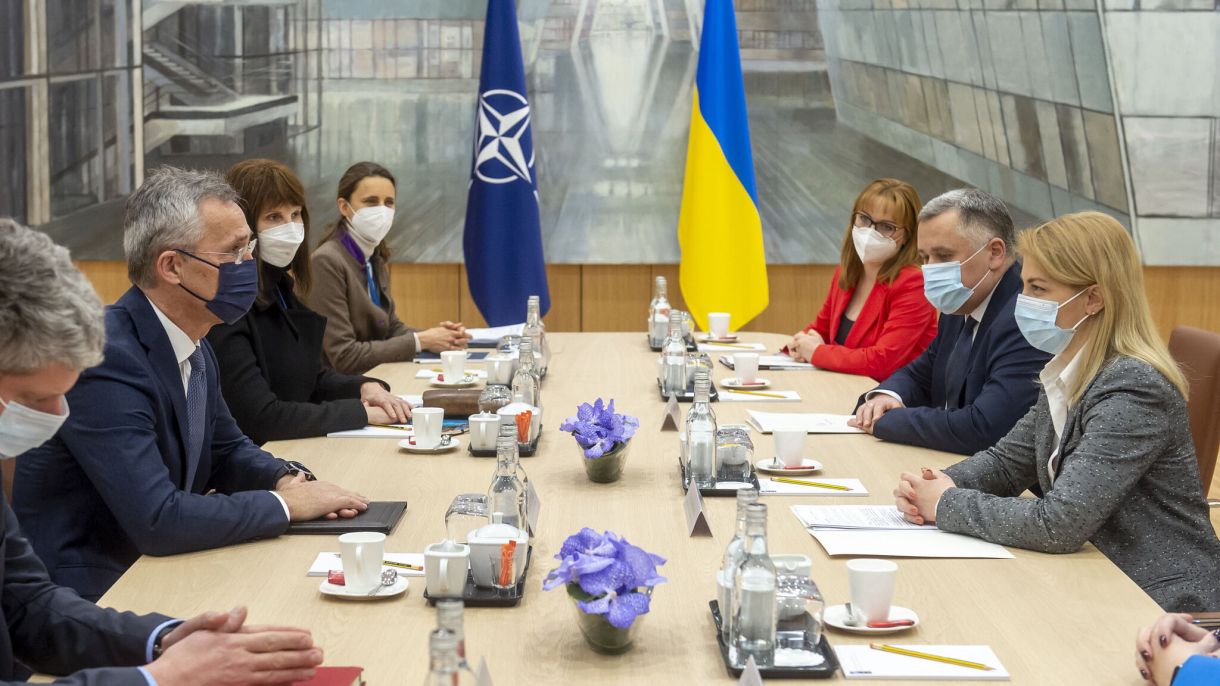 NATO Secretary General Jens Stoltenberg meets with Olga Stefanishyna, Deputy Prime Minister for European and Euro-Atlantic Integration of Ukraine ahead of the meeting of the NATO-Ukraine Commission