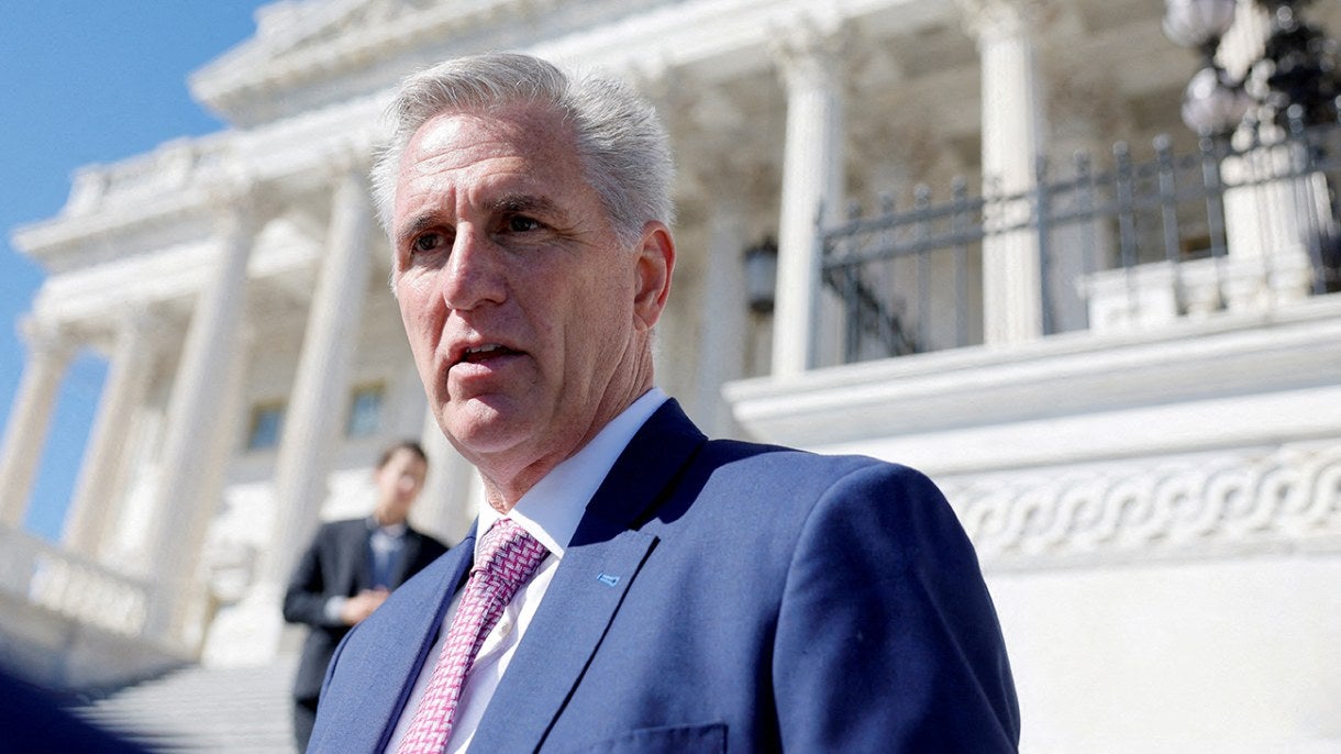 House Minority Leader Kevin McCarthy speaks at a news conference