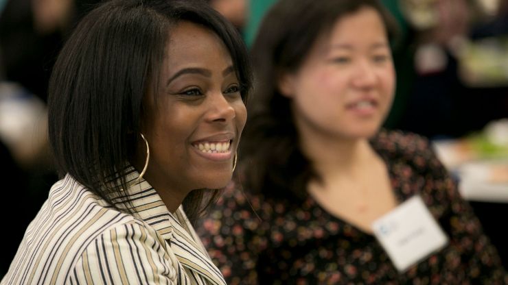 A young woman at a Council event on International Women's Day, 2018