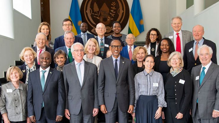 Group of Leadership Study Mission travelers with the President of Rwanda, Paul Kagame