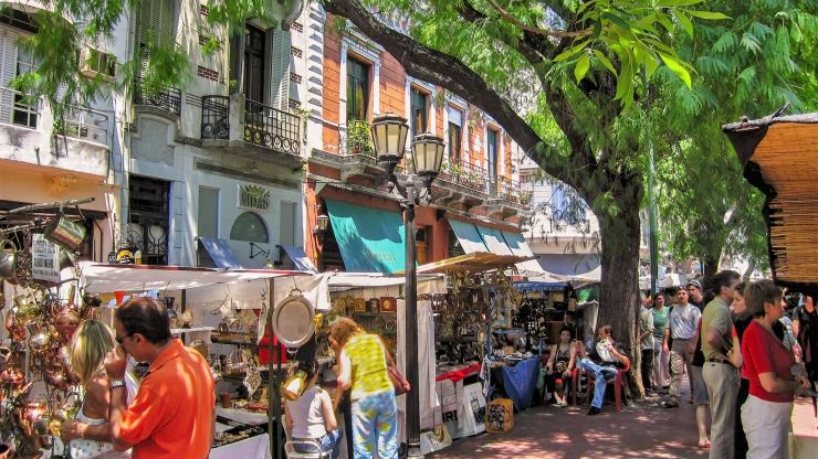 A busy street market in Buenos Aires