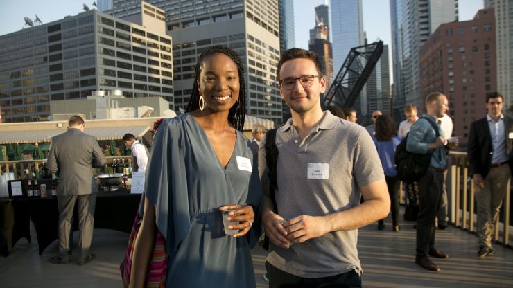 Two young professionals at the annual Summer Soiree. 