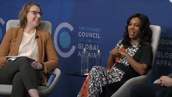 Natalie Moore discuses on a panel for The Chicago Council
