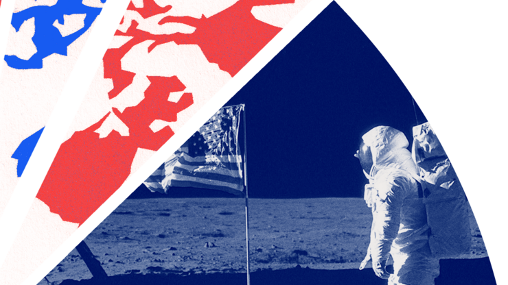 Image of US astronaut on the moon.