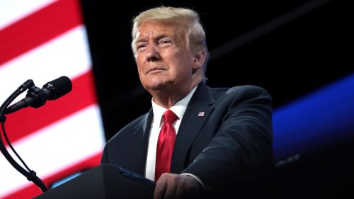 US President Donald Trump speaking in Phoenix, Arizona.